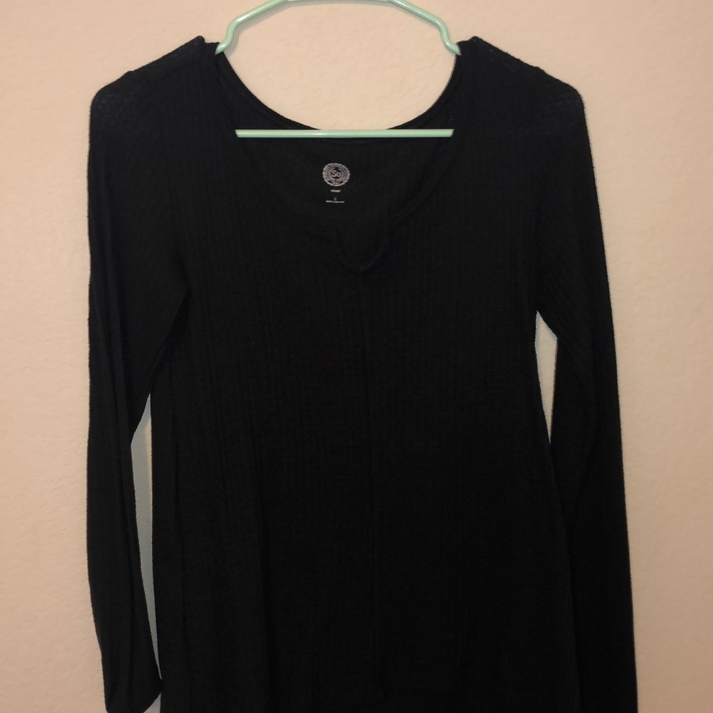 black waffle knit top